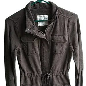 NWOT Lightweight Jacket Tie Waist Zip Brown